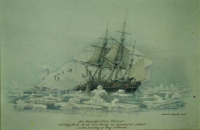 Vorfälle auf einer Handelsreise: HMS Terror macht an einem Eisberg in der Hudsonstraße fest, 18. August 1836 von Lieutenant Smyth